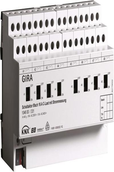 Actionneur de commutation GIRA 8 voies REG KNX/EIB 16A charge C 104600