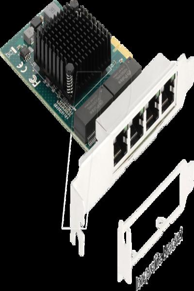 Delock PCI Express x1 Card to 4 x RJ45 Gigabit LAN BCM, PCIe, RJ-45, Female, PCIe 2.0, Grey, PC - 88207