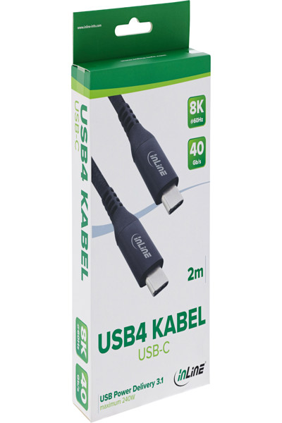 INLINE USB4 CABLE USB-C MALE/MALE 8K60HZ BLACK 2M