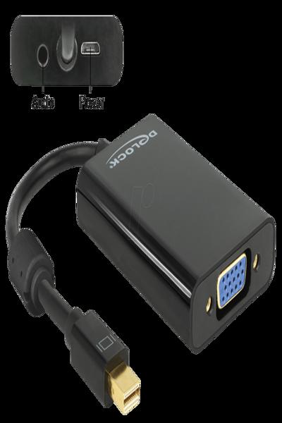 Delock Adapter mini Displayport 1.1 male > VGA female + Audio + Power - 65598