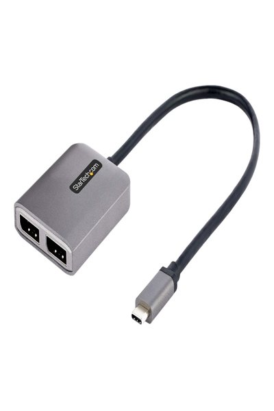 StarTech.com 2-portars USB-C MST-hubb, USB Type-C till 2x DisplayPort-adapter för flera bildskärmar för bärbar dator, Dual-DP upp till 4K 60Hz med DP 1.4 Alt-läge och DSC, HDR, 30 cm kabel, USB-bussdriven - MST14CD122DP