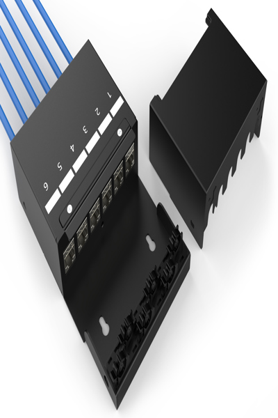 DIGITUS Consolidation point box, 6-port Keystone modules with intelligent cable manager - DN-93708-6
