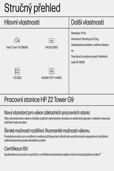 HP Z2 G9 TWR i913900K 64/1TB W11P - Core i9 - 64 GB - 86D41EA#ABF