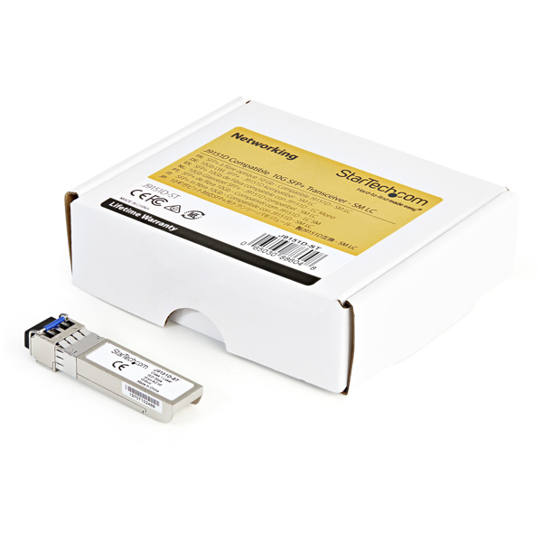 StarTech J9151D-ST transceiver module (SFP+ modules, 10GBase-LR HP compatible, fiber optic, 1310nm, LC single mode with DDM) - SFP+ transceiver module (equivalent to: HP J9151D) - 10 GigE - 10GBase-LR - LC single mode - up to 10 km - 1310 nm - for HPE Aruba 25 - J9151D-ST