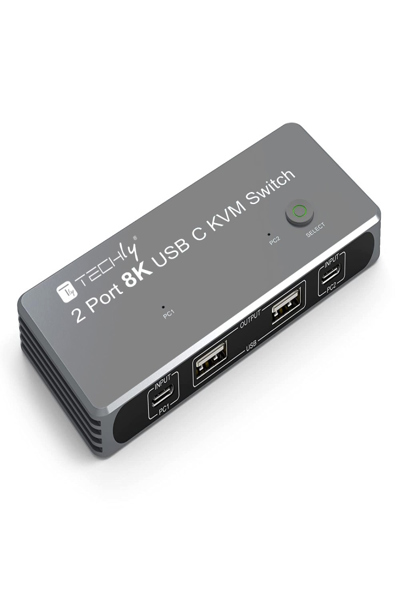 Techly KVM Switch USB-C 2in 1 out - Kvm Switch - USB Typ C - IDATA-KVM-DPC8K