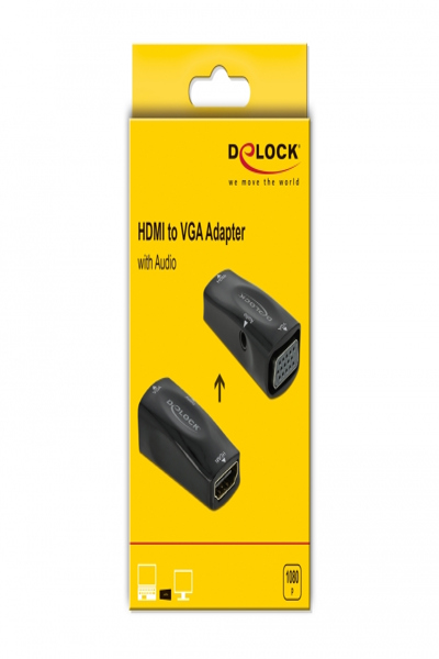 Delock Adapter - HDMI-hona till HD-15 (VGA), mini-phone stereo 3,5 mm hona - 66560