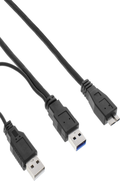 Câble en Y InLine USB 3.2 Gen.1 2x Type A mâle / Micro B mâle - noir - 1,5 m