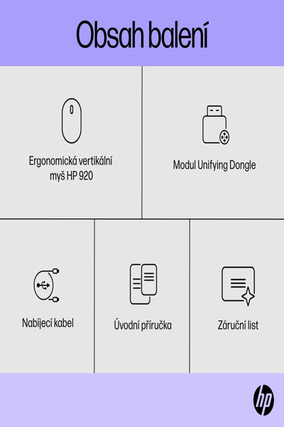 HP 920 Ergonomic Wireless Mouse: Right-hand, Vertical Design, 4000 DPI - 6H1A4AA