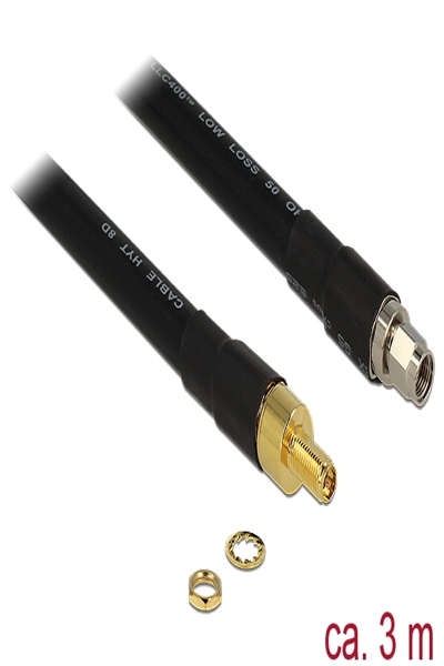 Delock Antenn kabel - RP-SMA hona till RP-SMA hane - 13015