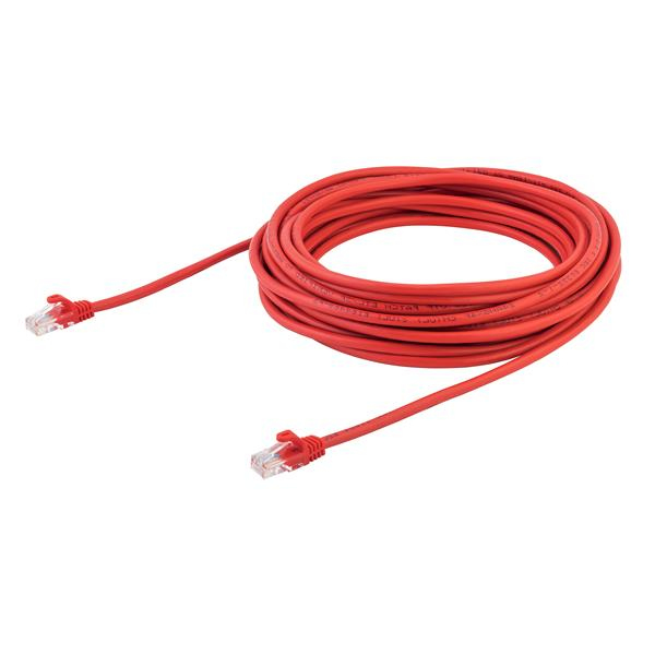 CAT5e Cable - 10 m Red Ethernet Cable - Snagless - CAT5e Patch Cord - CAT5e UTP Cable - RJ45 Network Cable - Patch Cable - RJ-45 (M) ( 45 - 45PAT10MRD