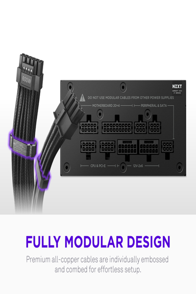 NZXT C850 SFX Black black 1x 12-Pin High Power GPU 3x PCIe Cable management 850 - Power Supply - SFX - PS-8G1BB-EU