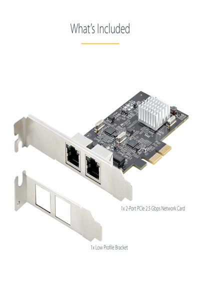 StarTech.com 2-portars 2,5 Gbps NBASE-T PCIe-nätverkskort, Intel I225-V, nätverkskort med dubbla portar för datorer, nätverkskort för flera gigabit-enheter, PCI Express-server-LAN-kort, stationärt Ethernet-gränssnitt - PR22GI-NETWORK-CARD