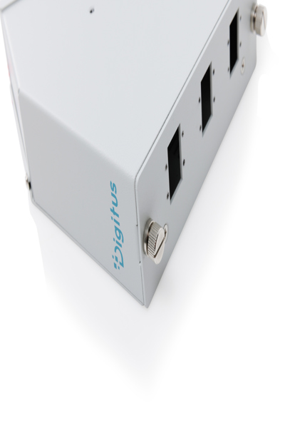 DIGITUS Fiber optic DIN rail splice distributor, angled, 6 SC SX/LC DX, grey - DN-96894
