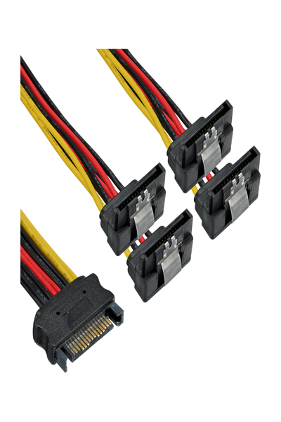 Câble d'alimentation SATA 1 vers 4 femelle / 4x SATA mâle coudé avec loquets 0,15 m - 29683V