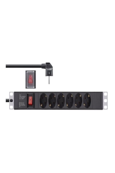 Bloc multiprises InLine 19" - 6 prises avec contact de terre - avec interrupteur - 2 m - noir