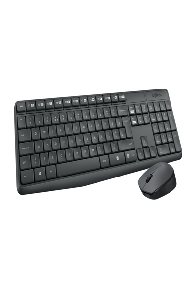 Logitech MK235 Wireless Keyboard and Mouse Combo - Full-size (100%) - Wireless - USB - QWERTY - Grey - Mouse included - 920007919