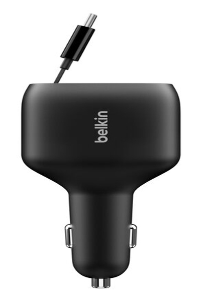 BELKIN 75W 2-PORT W/ RETRACTABLE USB-C CABLE CAR - CCC001HQBK
