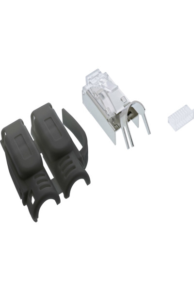 Connecteur à sertir InLine Cat.6A RJ45 blindé - 3 pièces noir, lot de 10