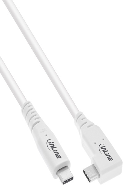 Câble USB-C coudé InLine USB4 PD 240 W 0,5 m Blanc