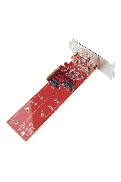 StarTech.com Dubbelt M.2 PCIe SSD-adapterkort, x8/x16 Dubbel NVMe eller AHCI M.2 SSD till PCI Express 4.0, Upp till 7,8 GBps/enhet, För 2242/2260/2280/22110 mm PCIe M-Key M2 SSD-diskar, Bifurcation krävs - DUAL-M2-PCIE-CARD-B