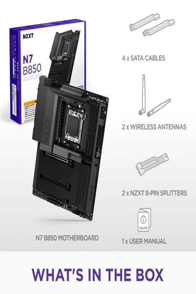 NZXT N7 B850 BLACK MOTHERBOARD AMD AM5 - N7-B85XT-B1