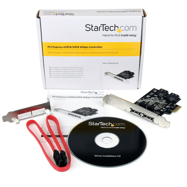 2 Port PCI Express SATA 6 Gbps eSATA Controller Card - Dual Port PCIe SATA III Card - 2 Int/2 Ext - SATA III 6Gbps (PEXESAT322I) Lagring control - PEXESAT322I