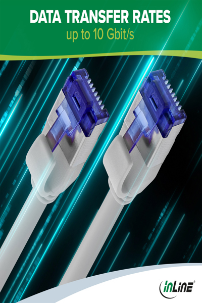 Câble patch fin InLine - Cat.6A - S/FTP - TPE (LSZH) flexible - PoE - blanc - 1 m