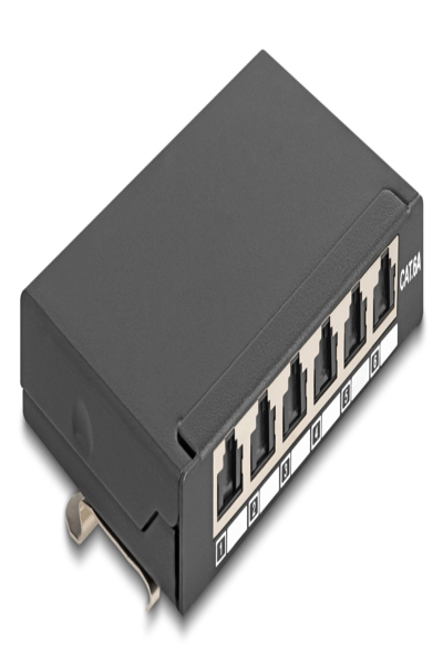 Delock Mini Desktop Patch Panel 6 Port Cat.6A Shielded Black