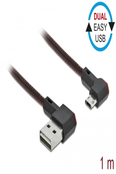 Delock Easy - USB cable - USB (M) left/right angled, reversible to Micro-USB Type B (M) left/right angled, reversible - 85271