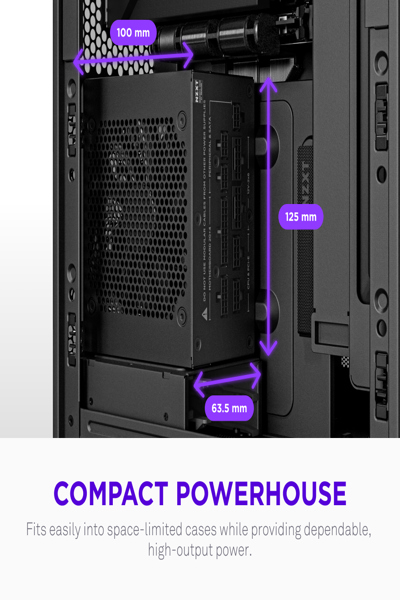 NZXT C850 SFX Black black 1x 12-Pin High Power GPU 3x PCIe Cable management 850 - Power Supply - SFX - PS-8G1BB-EU