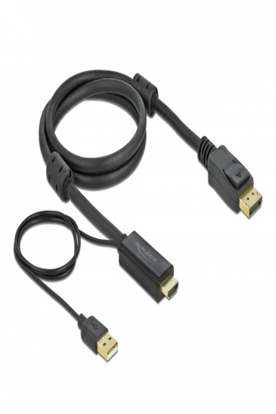 Delock Video-/ljudkabel - HDMI, USB (endast ström) hane till DisplayPort hane - 85963