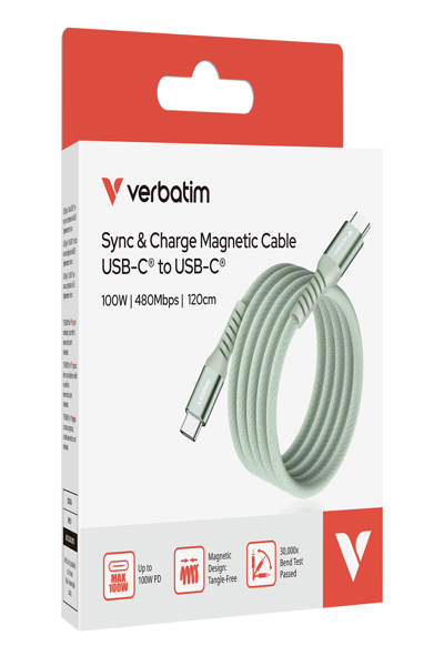 Verbatim Sync&Charge 100W USB-C/USB-C Magnetic grÃƒÂ¼n 31855 - Cable - Digital