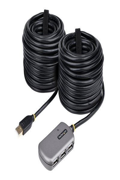 StarTech.com USB Extender Hub, 24m USB 2.0 Extension Cable with 4-Port USB Hub, Active/Bus Powered USB Repeater Cable, Optional 10W Power Supply Included - U02442-USB-EXTENDER