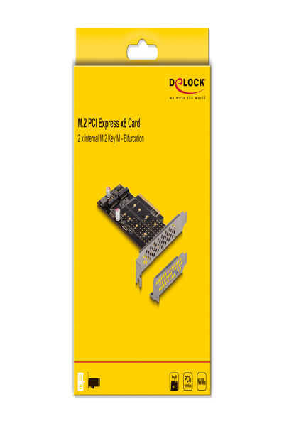 Delock PCI Express x8-kort till 2 x interna NVMe M.2-nyckel M - 89837