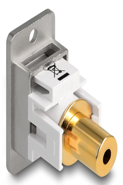 Prise jack 3,5 mm à 4 broches pour montage sur panneau Delock, plaquée or argent