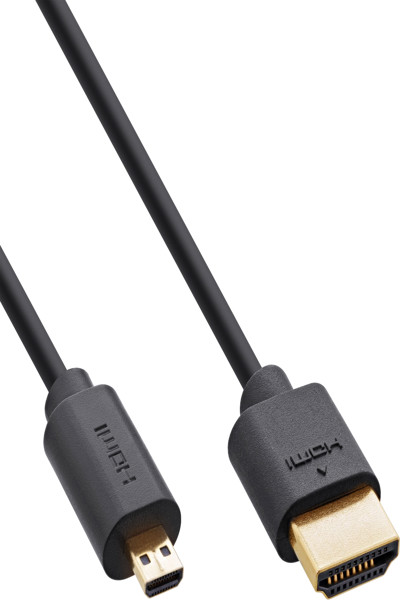 Câble HDMI ultra-rapide InLine Slim AM/DM 8K4K plaqué or noir 0,3 m