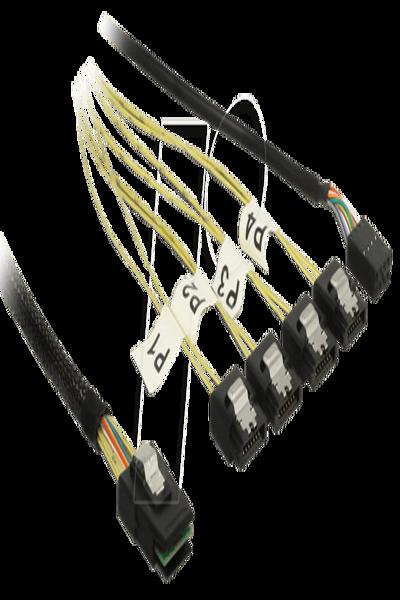 Delock SATA/SAS-kabel - Mini SAS (SFF-8087) till SATA, 8-stifts intern strömförsörjning - 83318