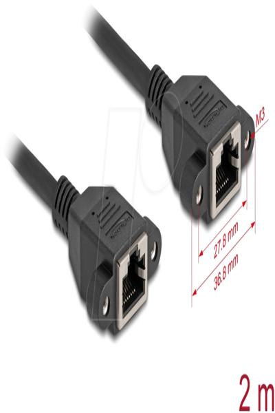 Delock Network Extension Cable S/FTP RJ45 Jack/Jack Cat.6a