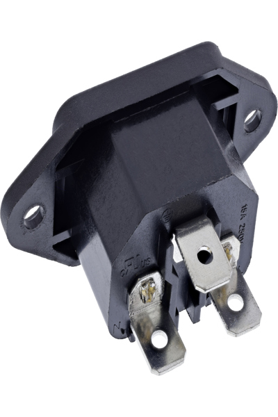 Buy INLINE IEC-C14 INLET SOCKET BLACK WITH SPADE CONNECTOR