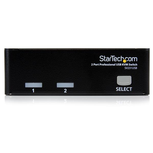 StarTech 2 Port Professional USB KVM Switch Kit with Cables - 1920 x 1440 pixels - 10 W - Black - SV231USBGB