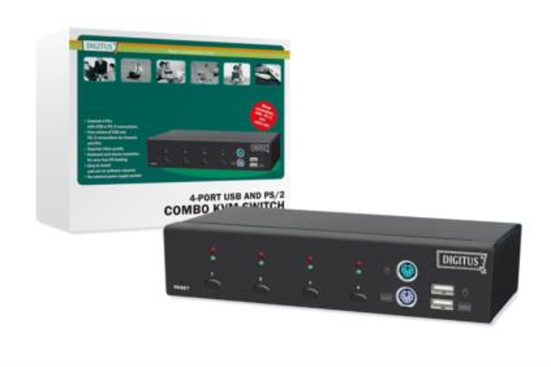 DIGITUS DC-12202-1 4-portars KVM - DC-12202-1