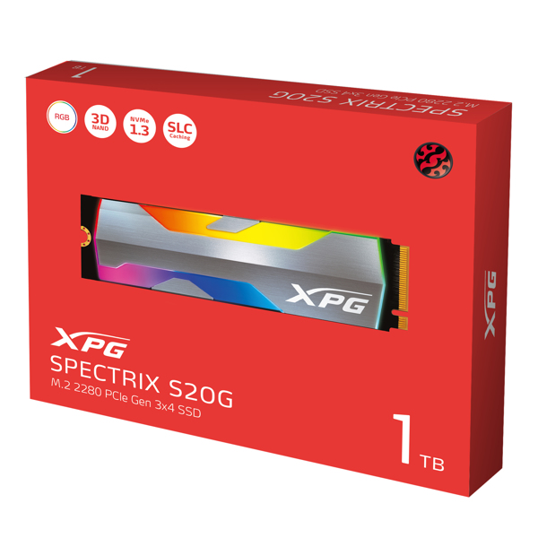 ADATA XPG Spectrix S20G 500GB M.2 PCIe 3.0 x4 RGB NVMe SSD - ASPECTRIXS20G-500G-C