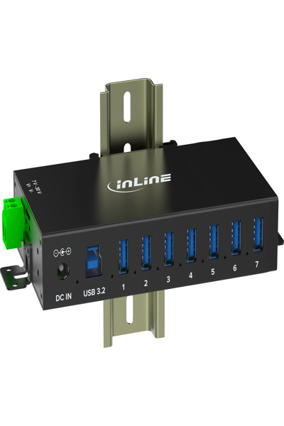 Buy INLINE USB 3.2 GEN.1 INDUSTRIAL HUB 7 PORT ALUMINIUM WITH POWER SUPPLY
