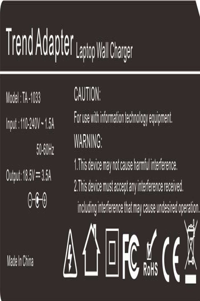 TRENDnet TA-1033, bärbar dator, inomhus, 100-240 V, 65 W, 18,5 V, AC-till-DC - TA-1033