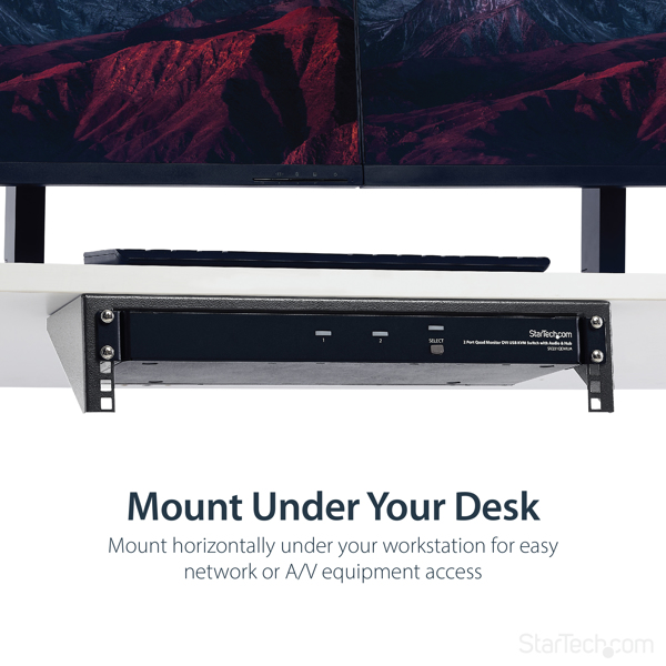 StarTech 2U 19in Steel Vertical Wall Mount Equipment Rack Bracket - 2U - Wall mounted rack - 56.7 kg - Black - Steel - Open - RK219WALLV