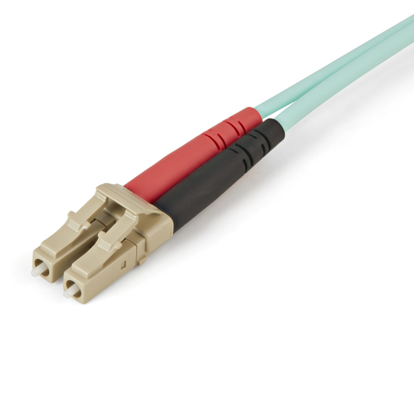StarTech Aqua OM4 Duplex Multimode Fiber - 2m / 6 ft - 100 Gb - 50/125 - OM4 Fiber - LC to LC Fiber Patch Cable (450FBLCLC2) - Network cable - 2 m - Aquamarine - 450FBLCLC2