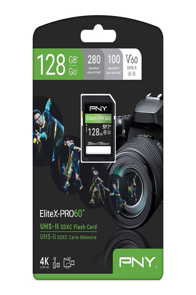 PNY EliteX-PRO60 - 128 Go - SDXC - Classe 10 - UHS-II - 280 Mo/s - 100 Mo/s