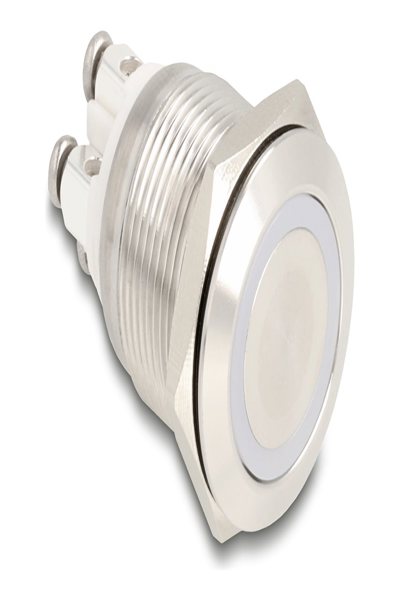 Delock Tryckknapp - för 19 mm installation, 4 x skruvterminal, vit LED - 20977