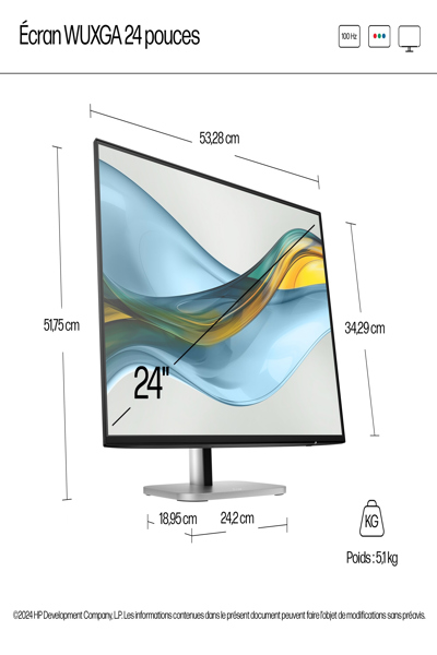 HP Series 5 Pro WUXGA Monitor: 24-inch (524pn) Flat Screen - 9D9A7E9#ABB