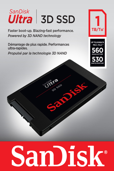 SanDisk Ultra 3D - SSD - 1 TB - internal - 2.5" - SDSSDH3-1T00-G25